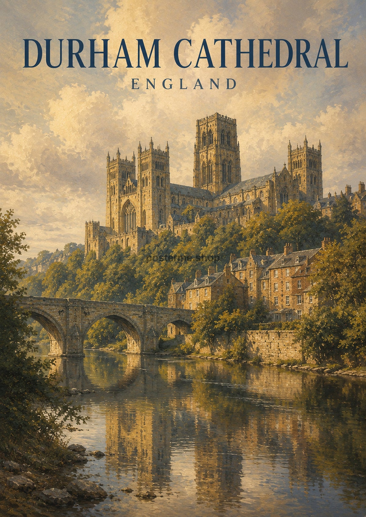 Durham Cathedral by the River British travel art print by towelme