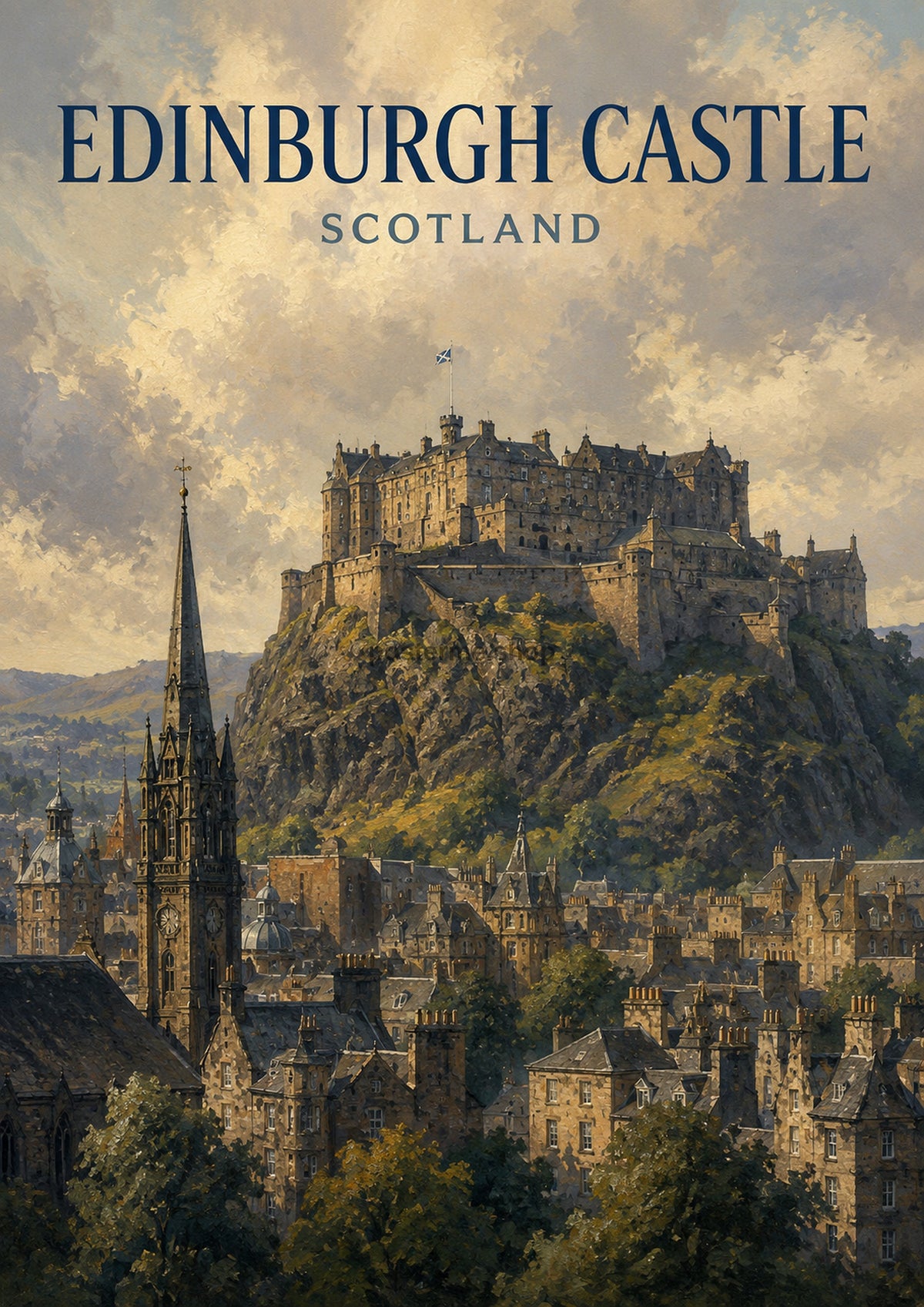 Edinburgh Castle Under Dramatic Skies British travel art print by towelme