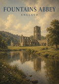 Fountains Abbey by the River British travel art print by towelme