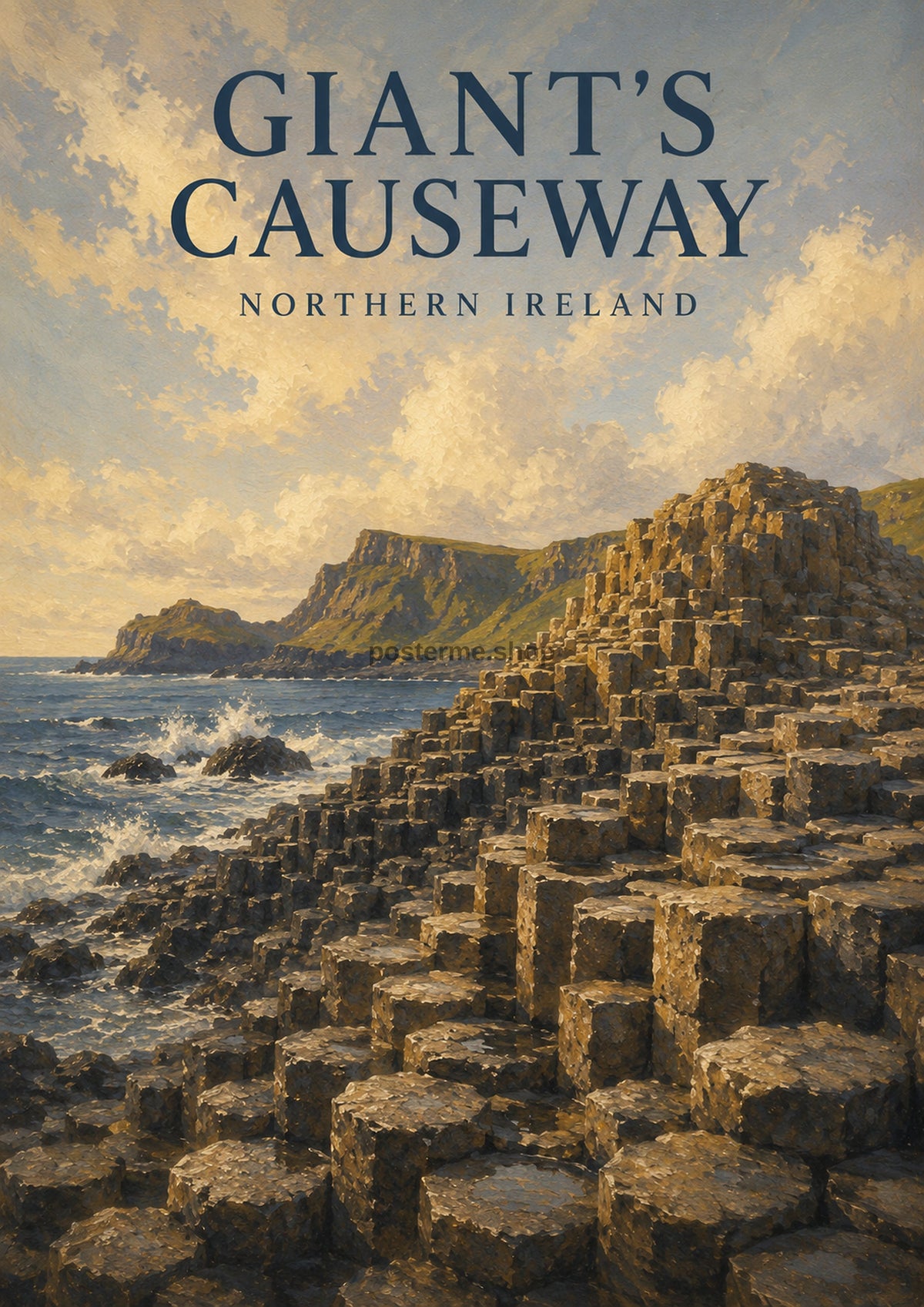 Giant's Causeway Coastal Vista British travel art print by towelme