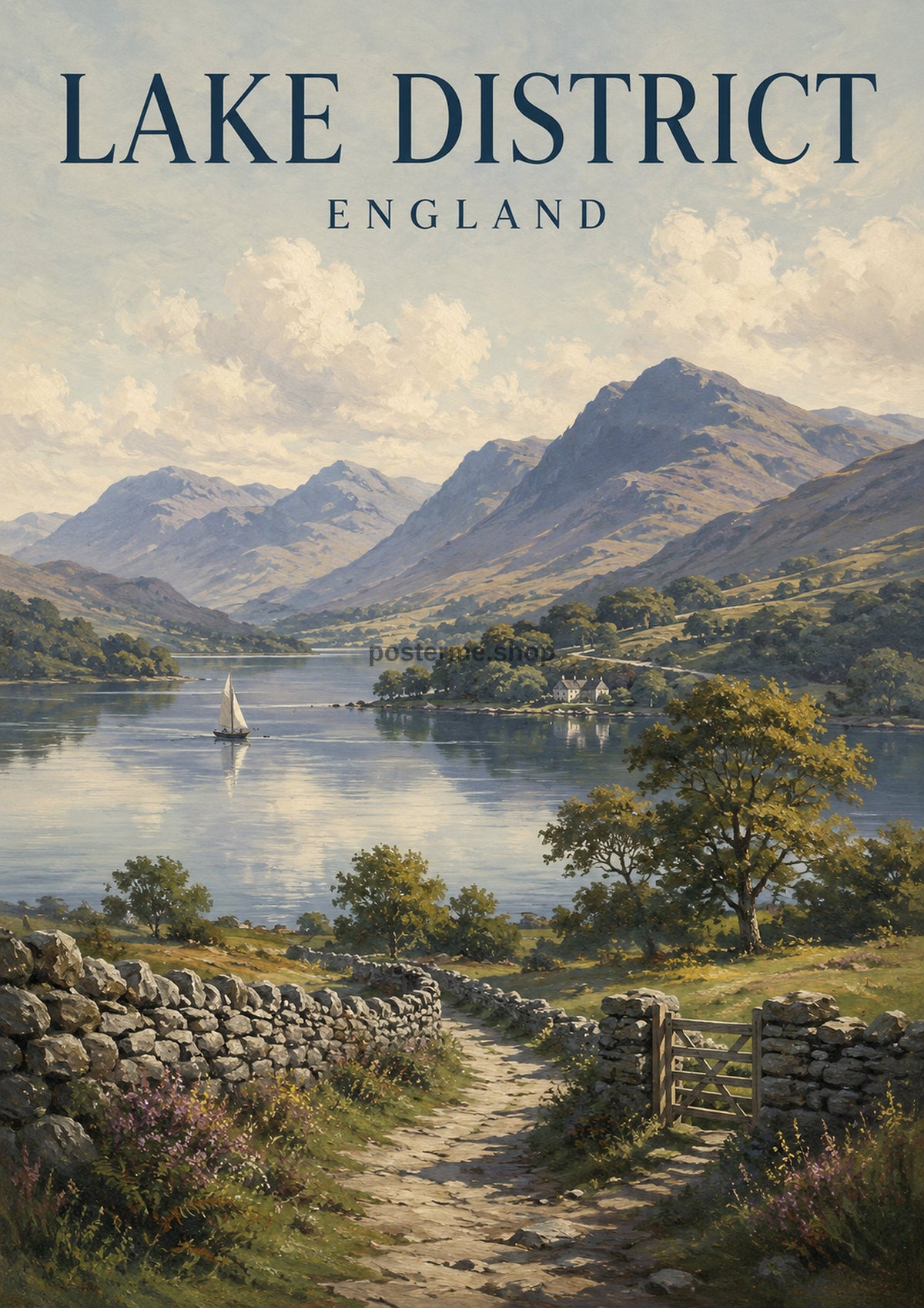 Lake District Serenity in Autumn Light British travel art print by towelme