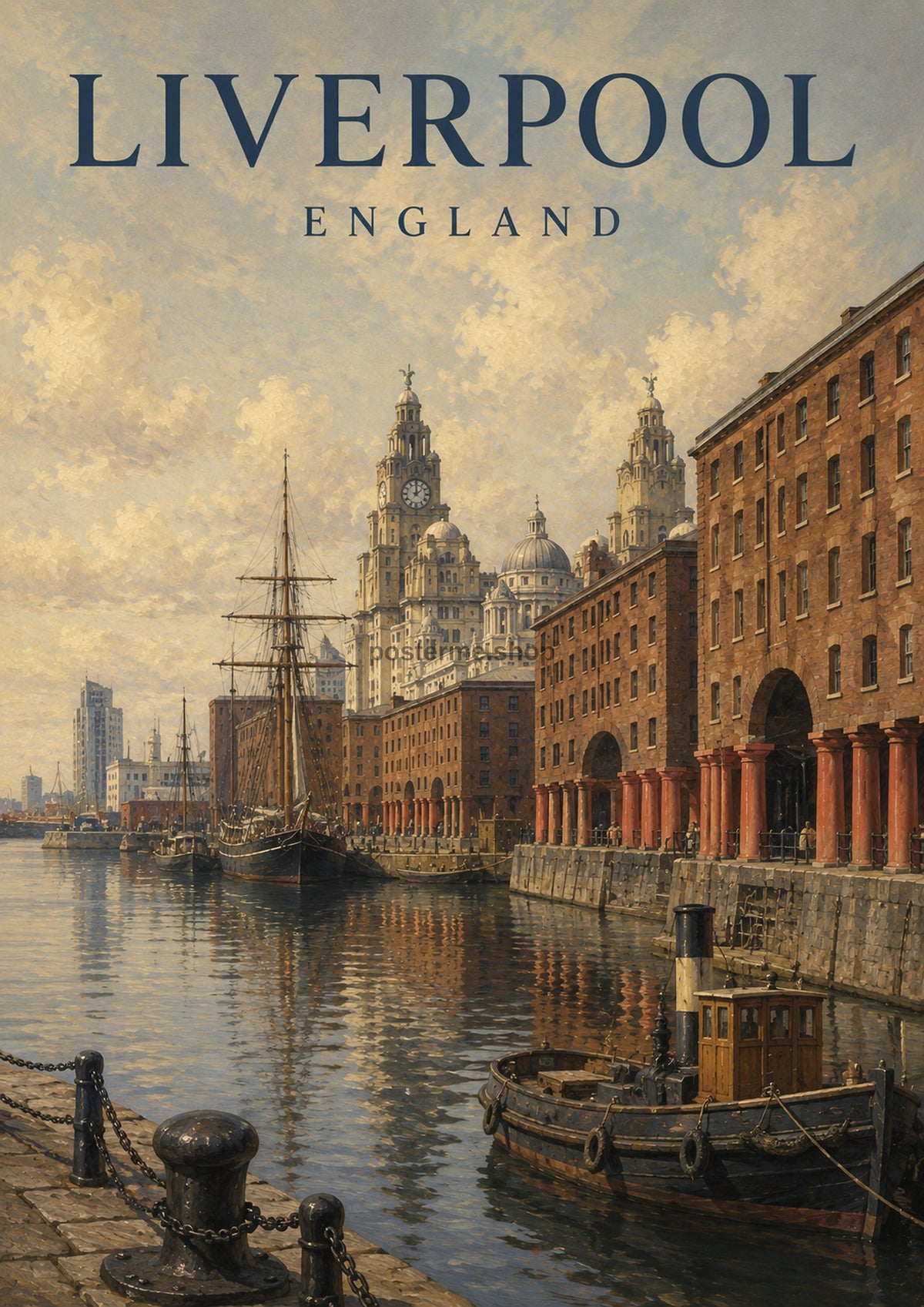 Liverpool Waterfront in Nostalgic Oil Paint British travel art print by towelme