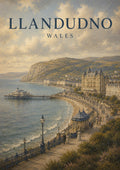 Llandudno Bay in Vintage Style British travel art print by towelme