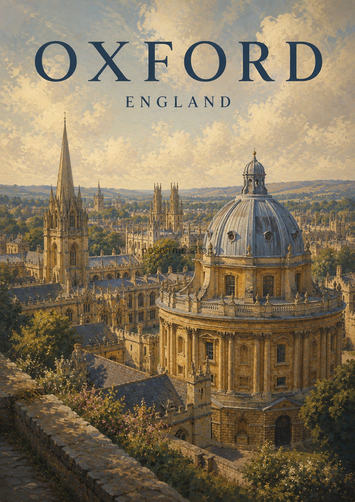 Oxford City in Golden Light British travel art print by towelme