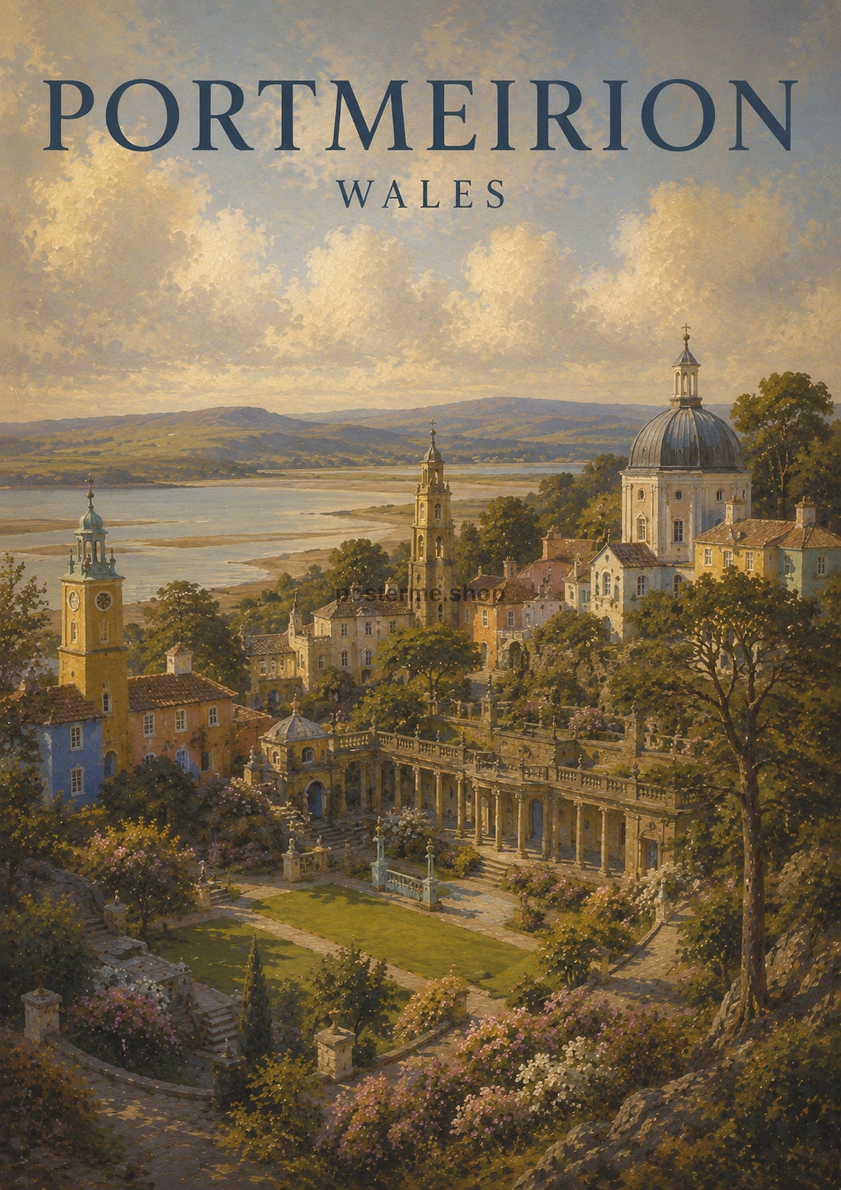 Portmeirion Village Under Dramatic Skies British travel art print by towelme