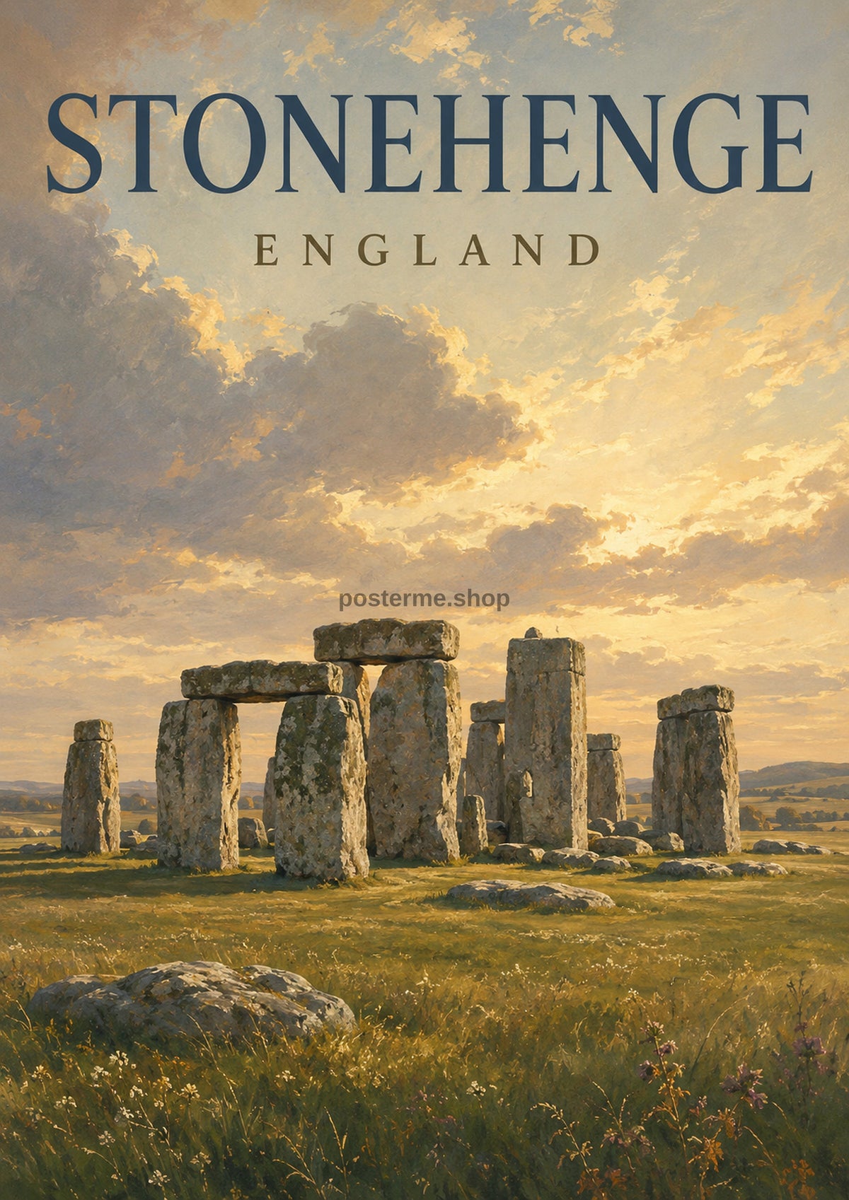 Stonehenge Under Luminous Skies British travel art print by towelme