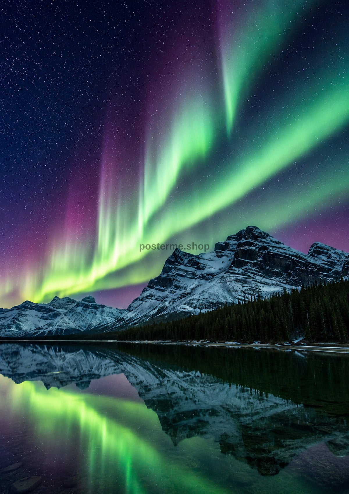 Northern Lights Over Snowy Mountains space wall art print by towelme
