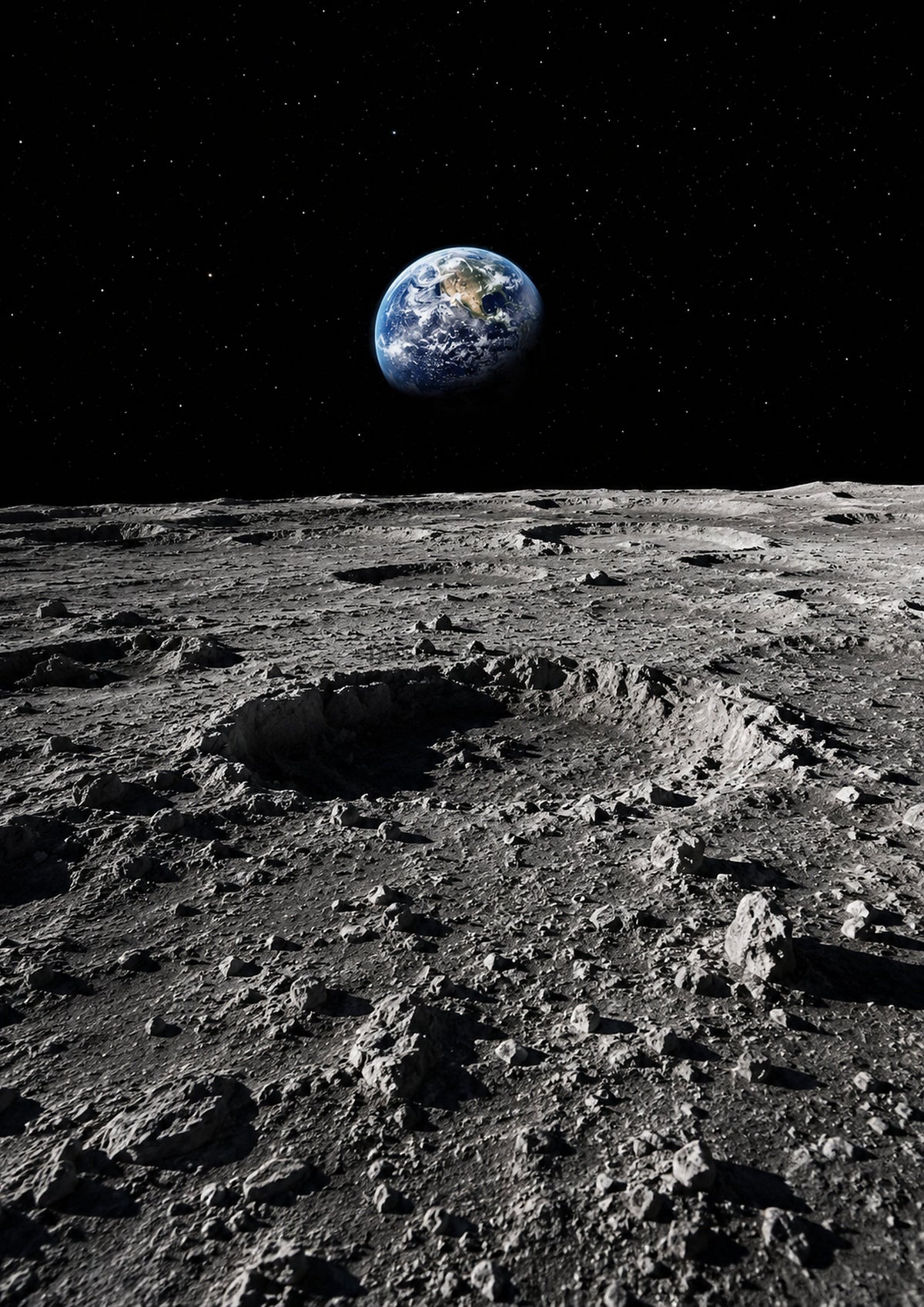 Earth Rising Above The Lunar Surface space wall art print by towelme