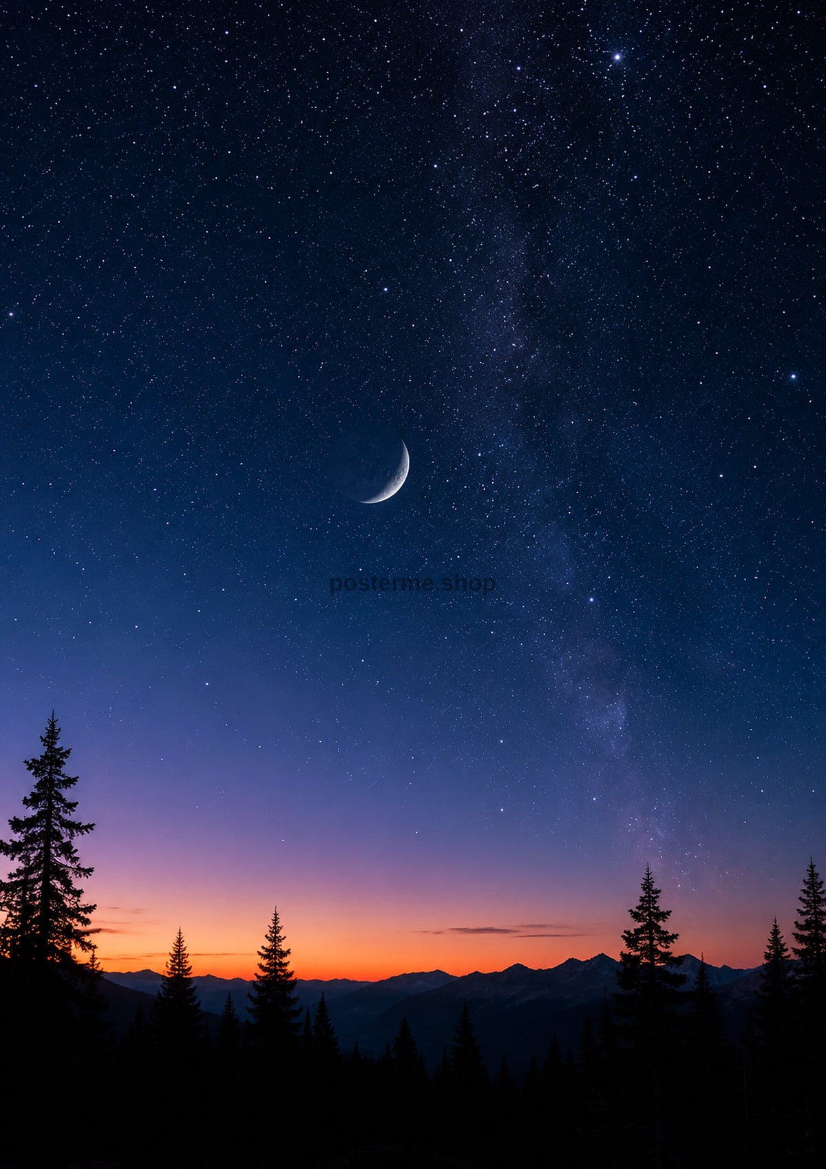 Starry Night Over Tranquil Mountains space wall art print by towelme