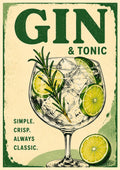 Vintage Gin and Tonic cocktail art print by towelme
