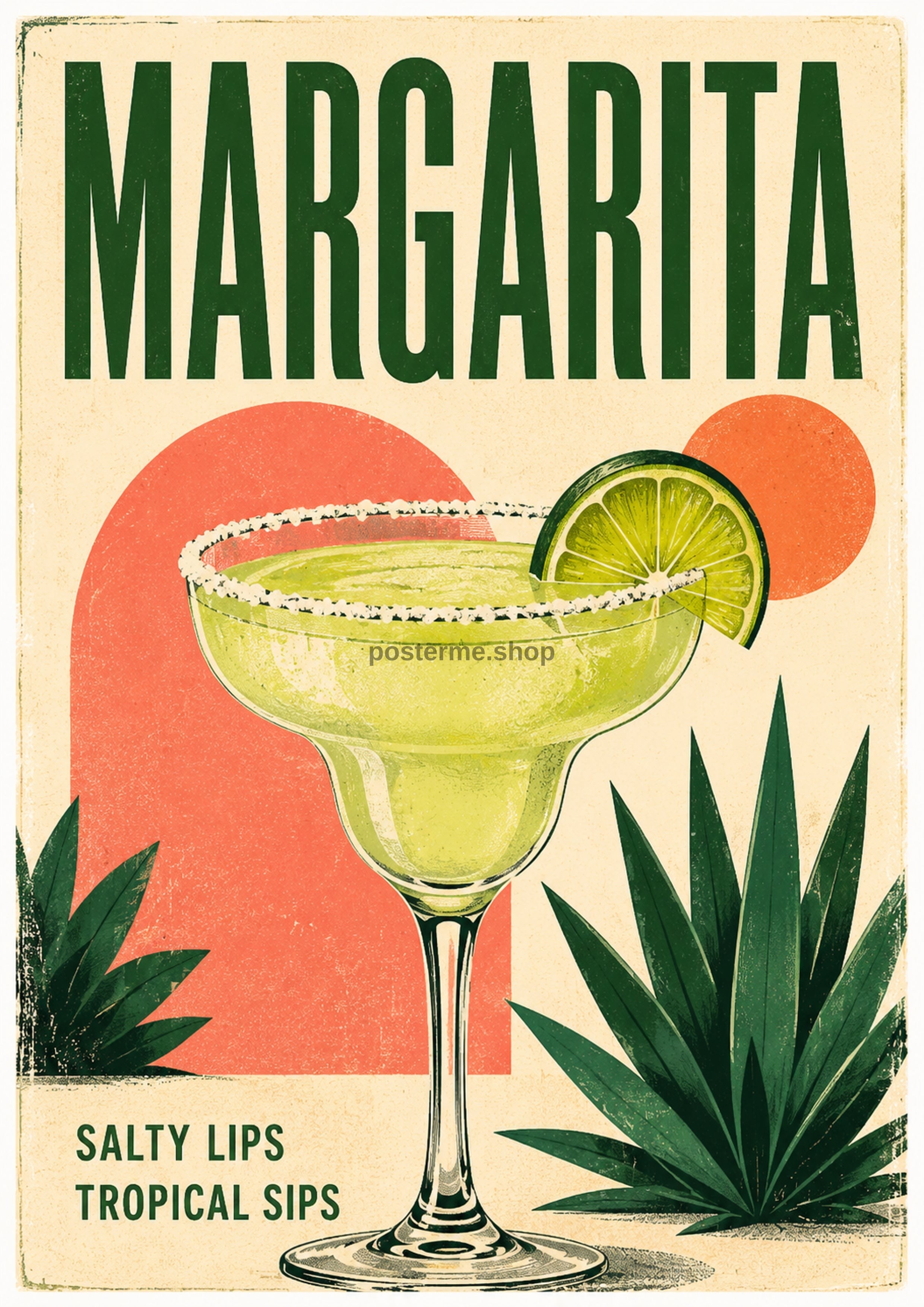 Margarita Salty Lips Tropical Sips cocktail art print by towelme