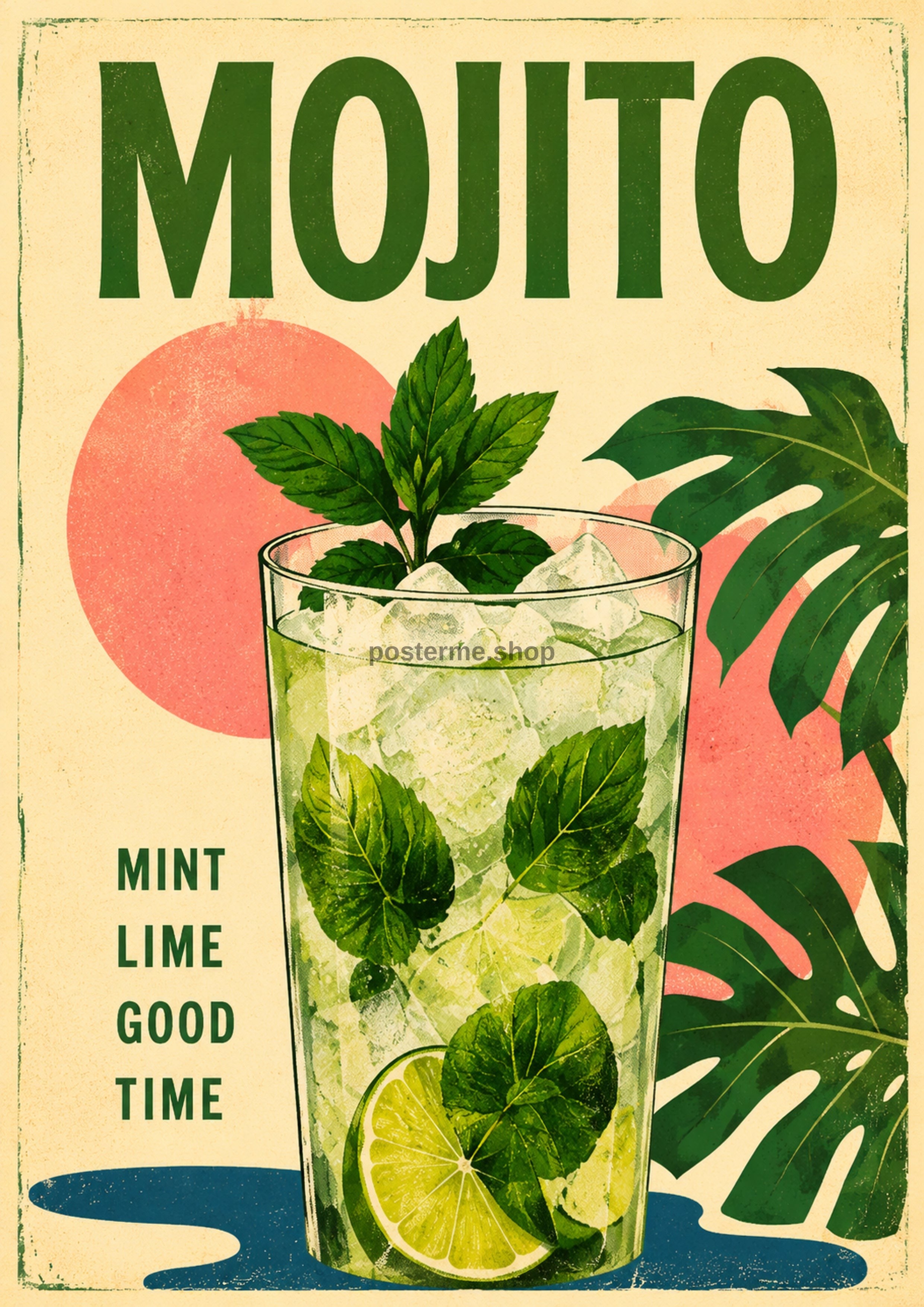 Mojito Mint Lime Good Time cocktail art print by towelme