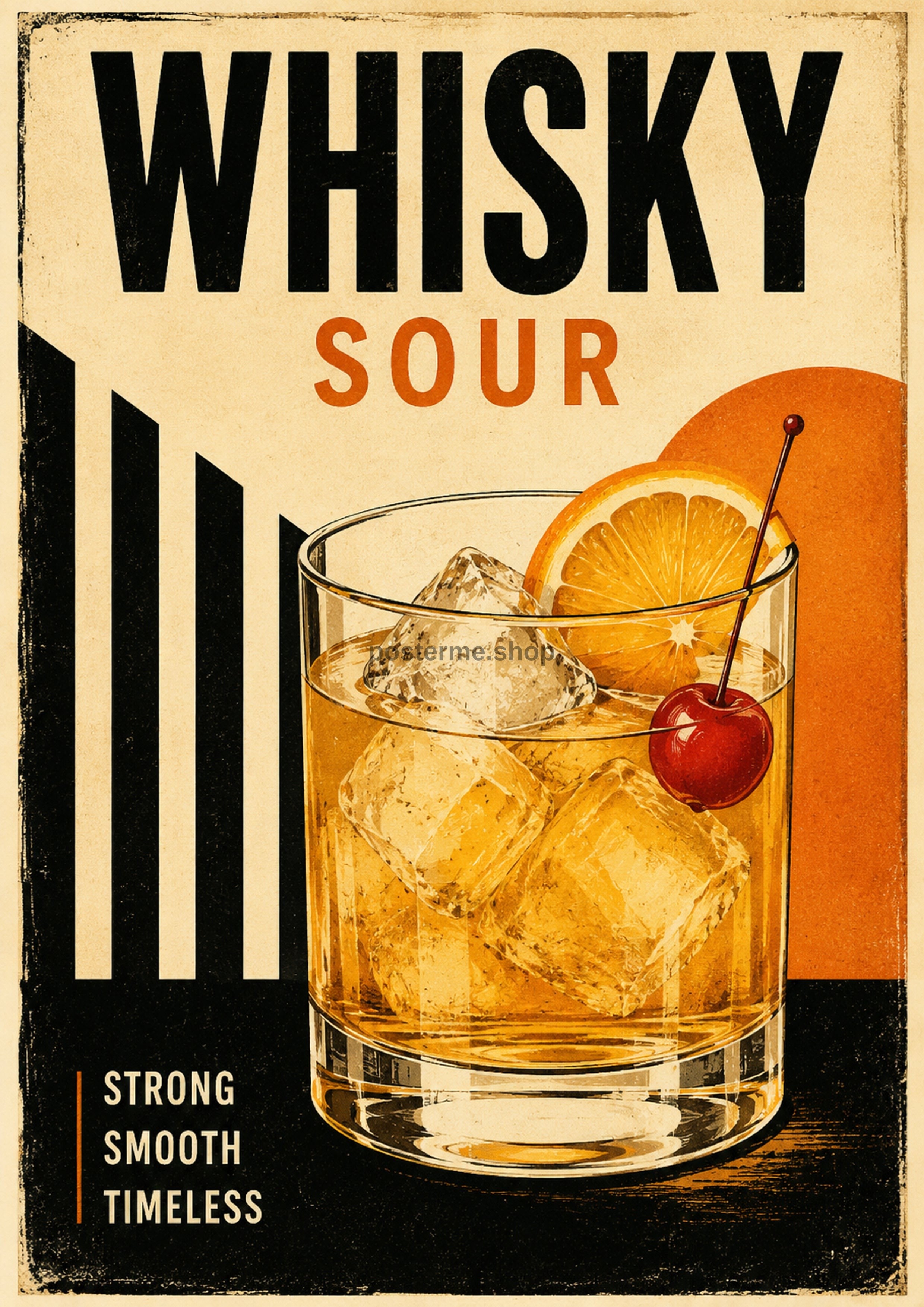 Whisky Sour Strong Smooth Timeless cocktail art print by towelme