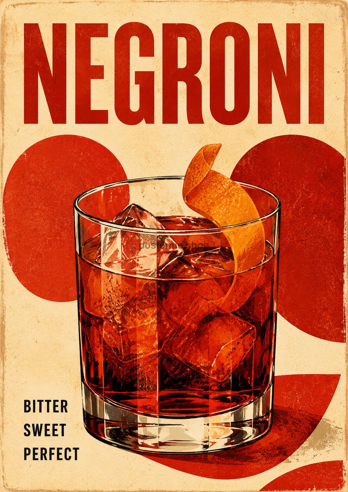 Negroni Bitter Sweet Perfect cocktail art print by towelme