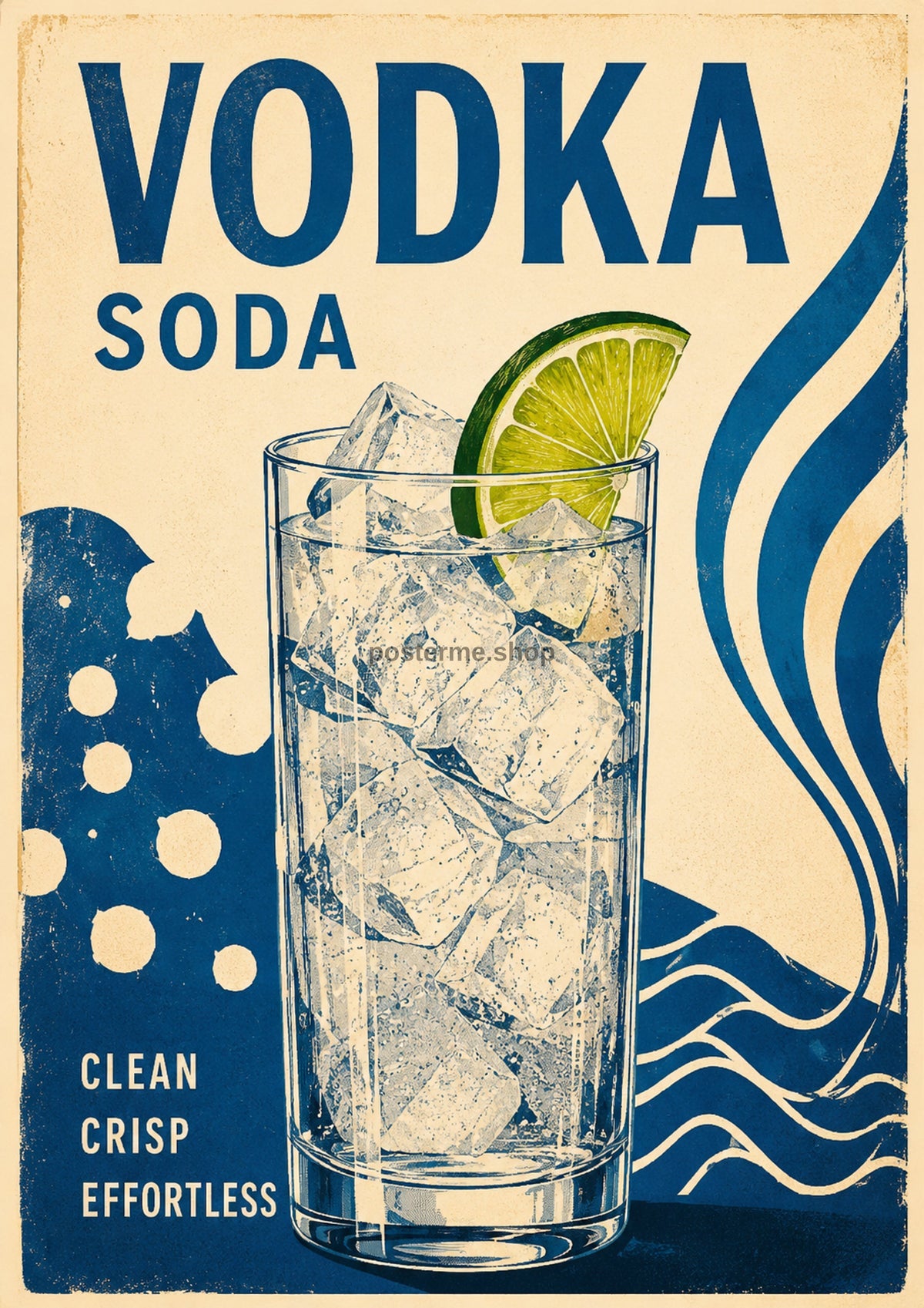 Vodka Soda Clean Crisp Effortless cocktail art print by towelme