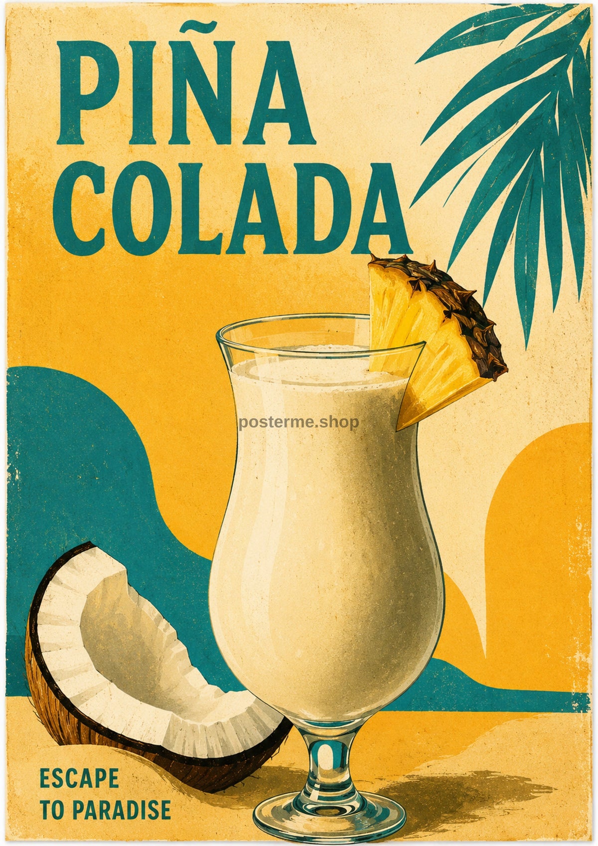 Pina Colada Escape to Paradise cocktail art print by towelme