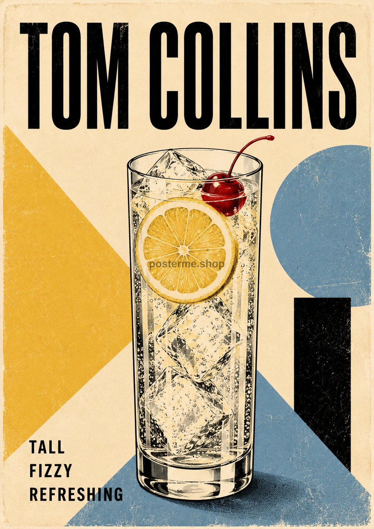 Tom Collins Tall Fizzy Refreshing cocktail art print by towelme