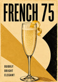 French 75 Bubbly Bright Elegant cocktail art print by towelme