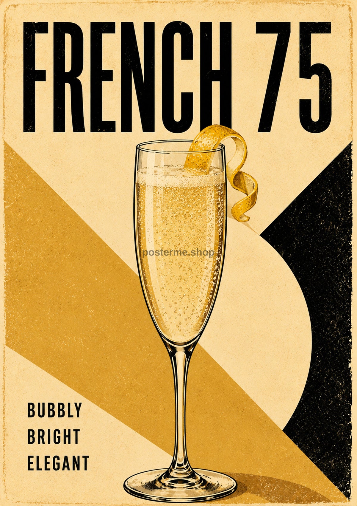 French 75 Bubbly Bright Elegant cocktail art print by towelme