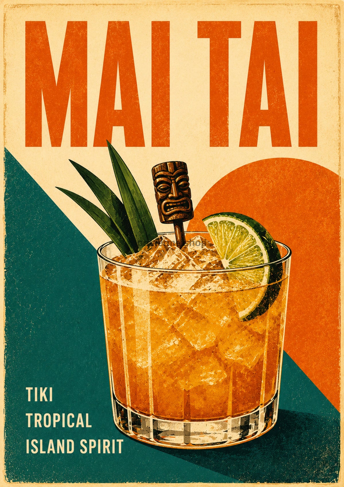 Mai Tai Tropical Island Spirit cocktail art print by towelme