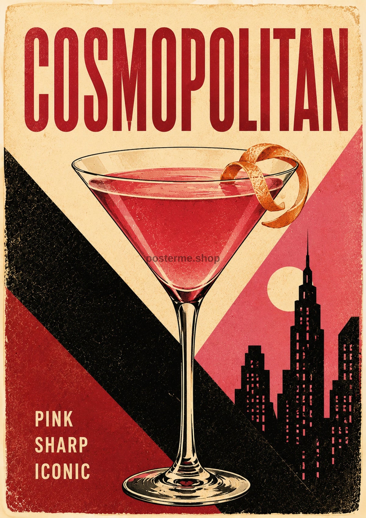 Cosmopolitan Pink Sharp Iconic cocktail art print by towelme