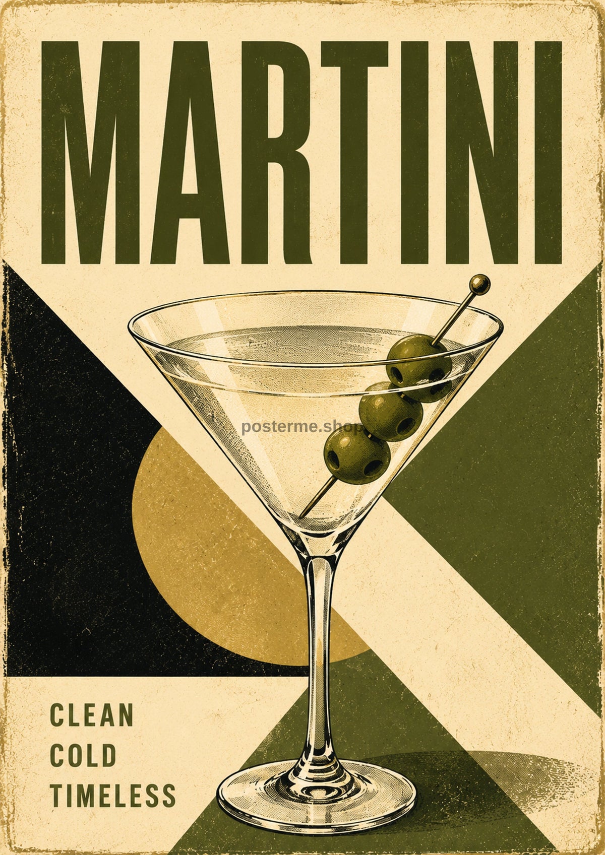 Martini Clean Cold Timeless cocktail art print by towelme