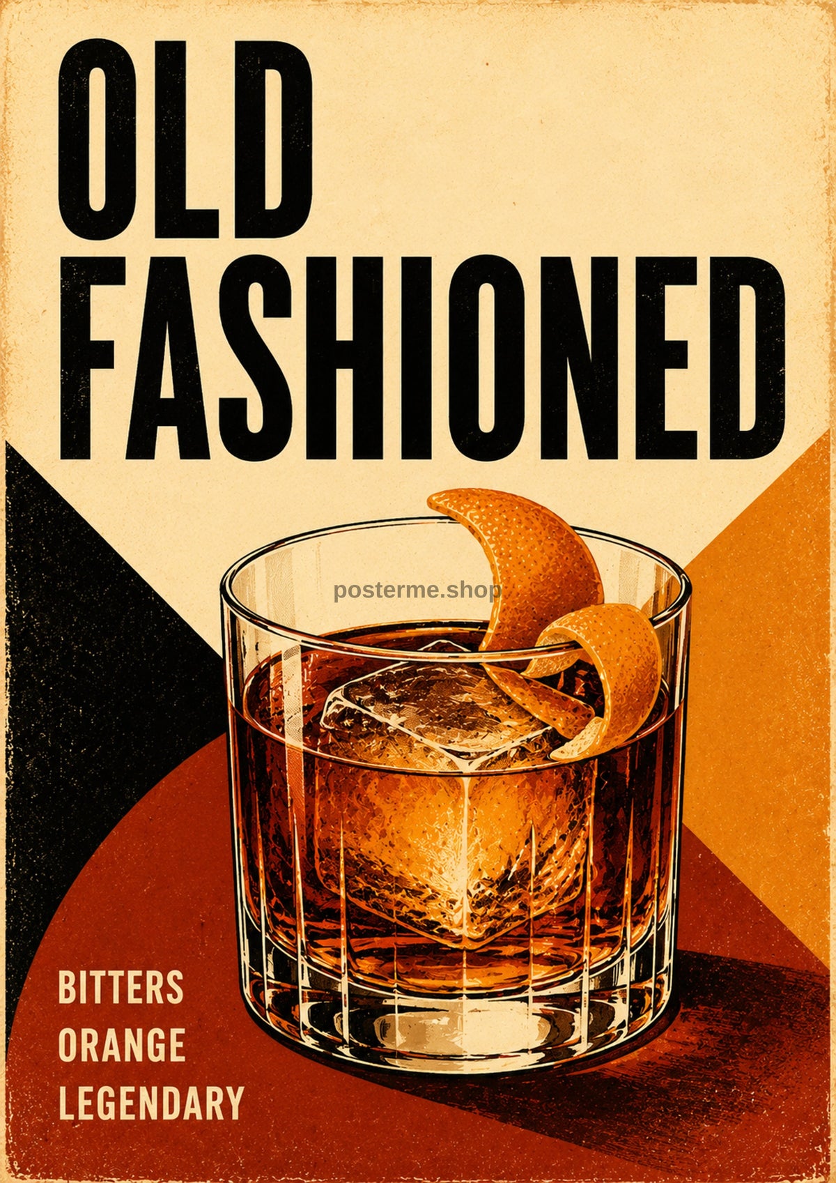 Old Fashioned Bitters Orange Legendary cocktail art print by towelme