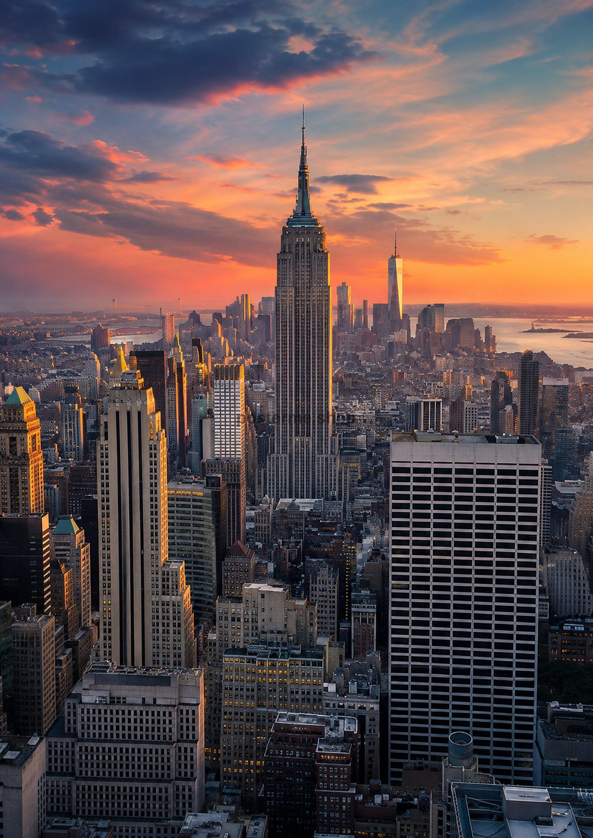 Manhattan Skyline At Sunset city wall art print by towelme