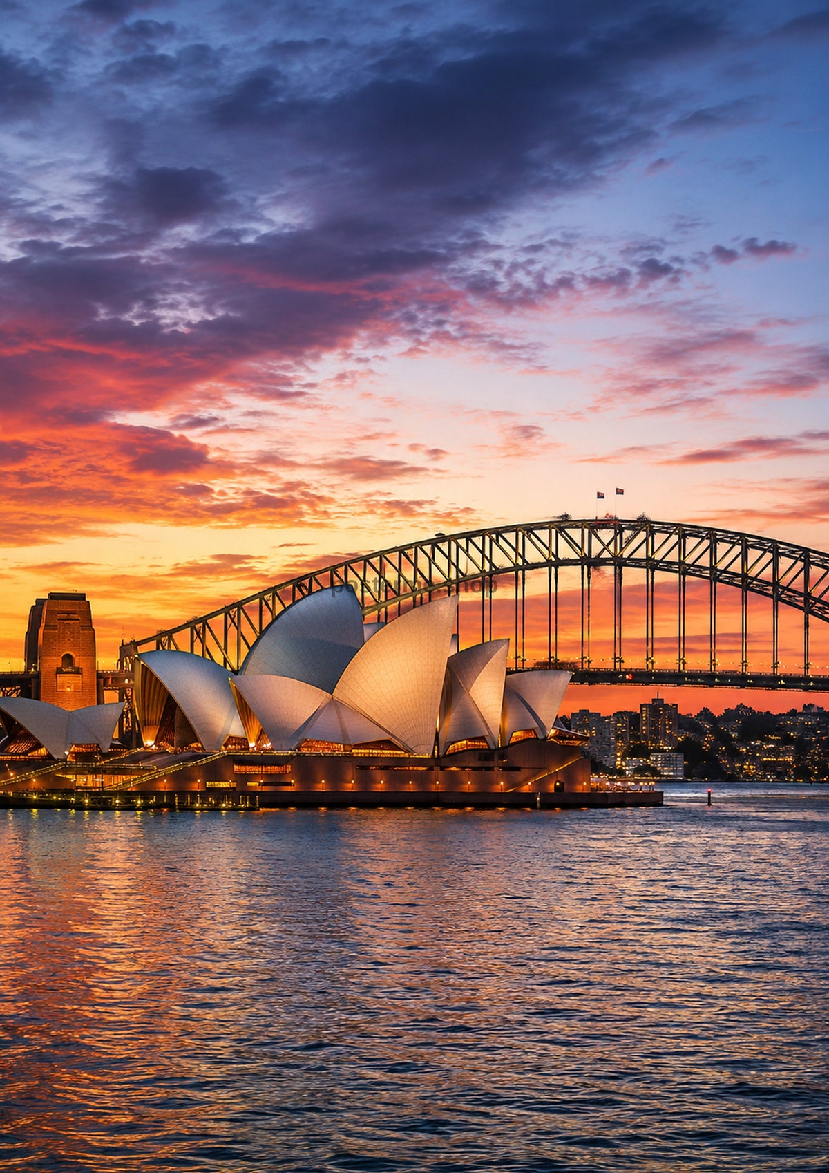 Sydney Harbour At Sunset city wall art print by towelme