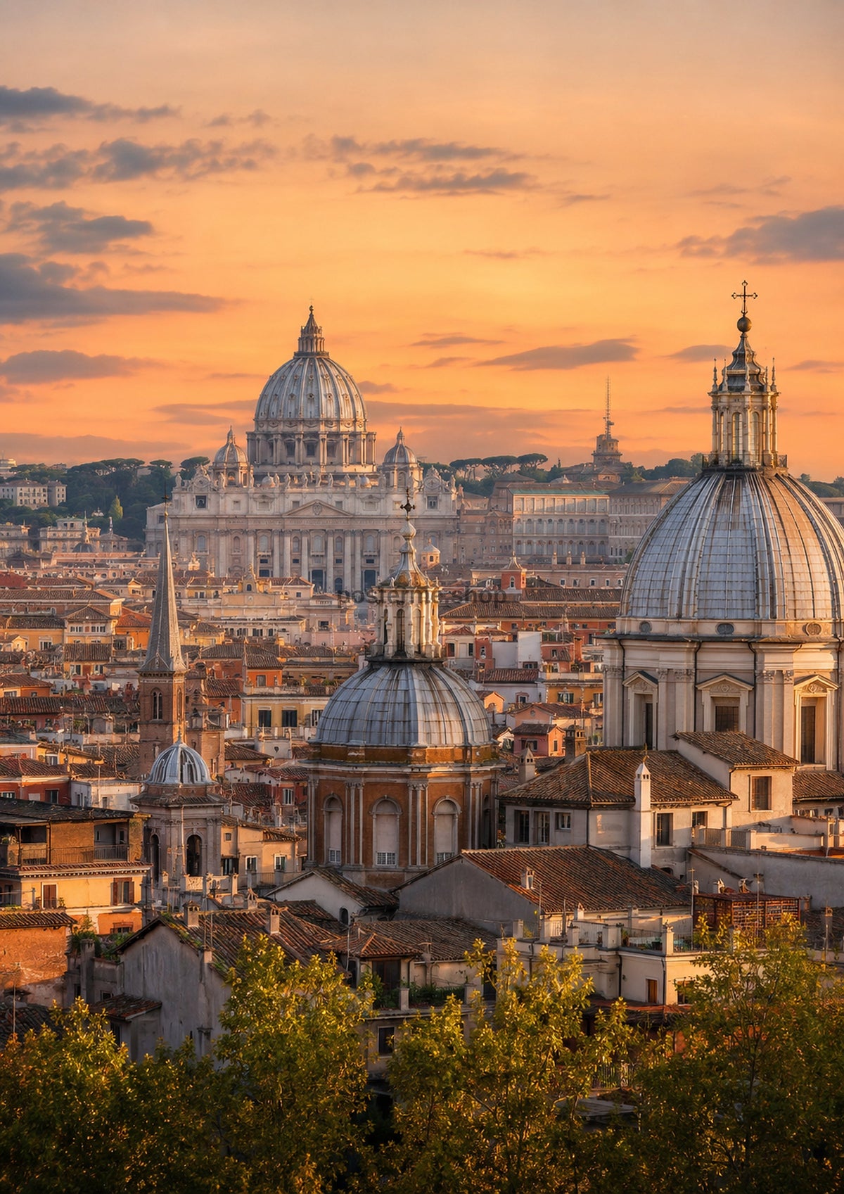 Rome Skyline At Sunset city wall art print by towelme