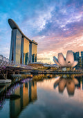 Serene Cityscape At Dusk By The Water city wall art print by towelme