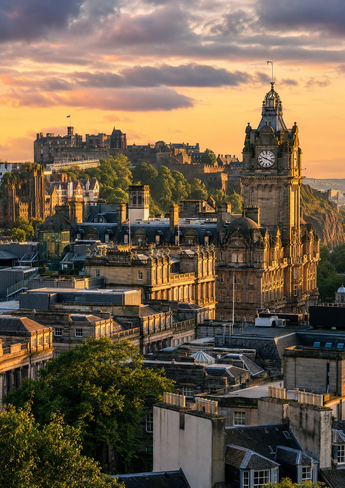 Edinburgh Cityscape At Golden Hour city wall art print by towelme