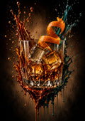 Amber Old Fashioned Splash drinks and bar wall print by PosterMe.shop