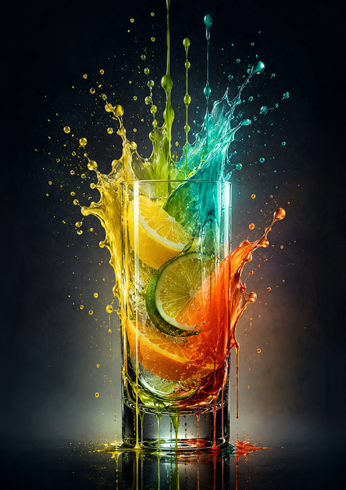 Citrus Fizz Colour Burst drinks and bar wall print by PosterMe.shop