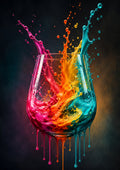 Rainbow Wine Glass Splash drinks and bar wall print by PosterMe.shop