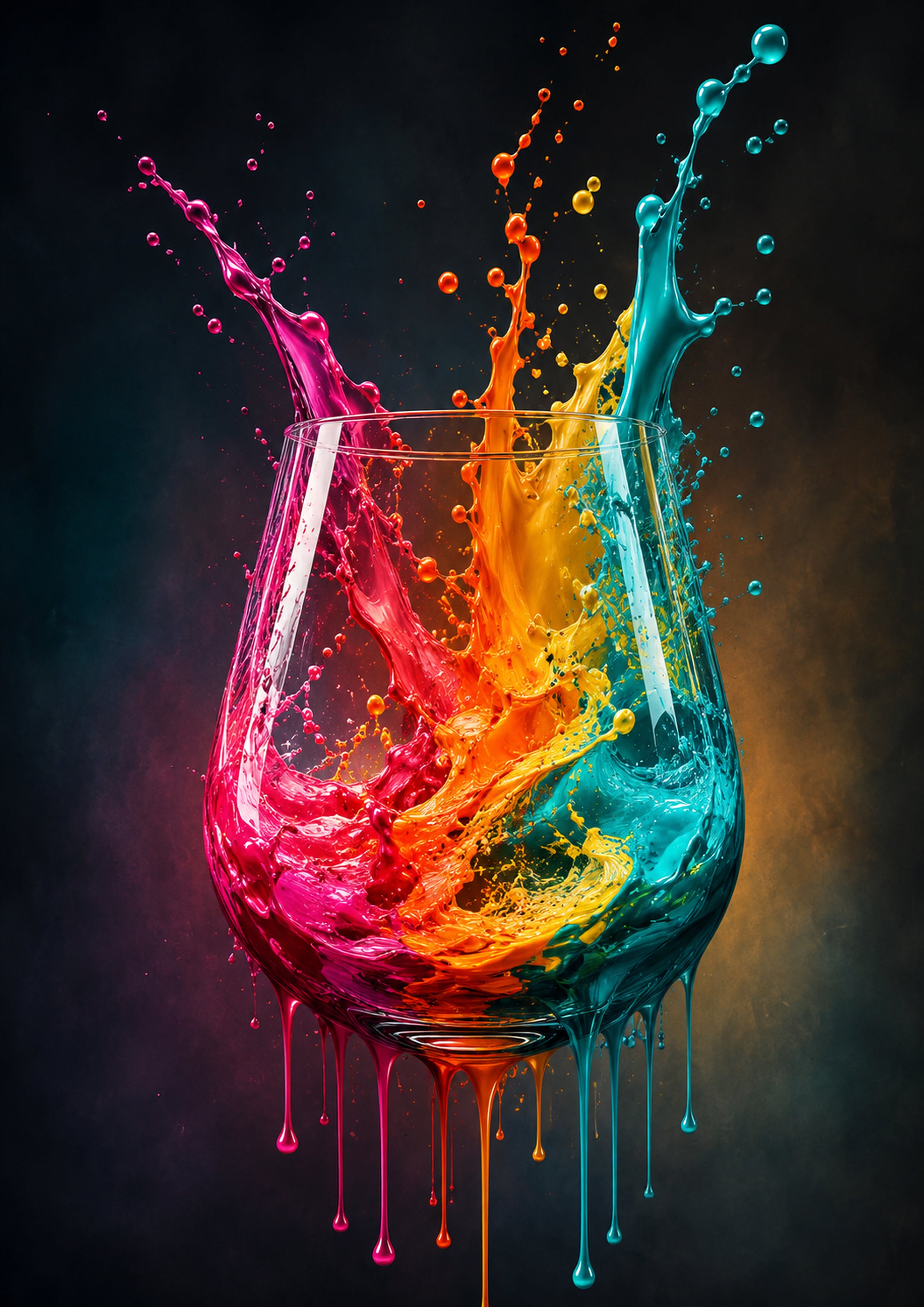 Rainbow Wine Glass Splash drinks and bar wall print by PosterMe.shop