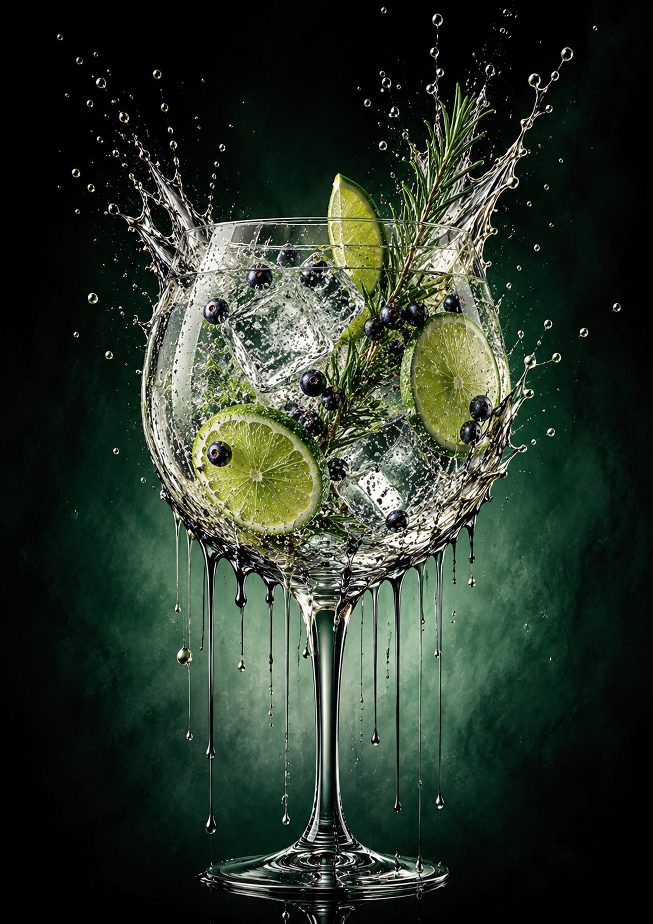 Botanical Gin and Lime drinks and bar wall print by PosterMe.shop
