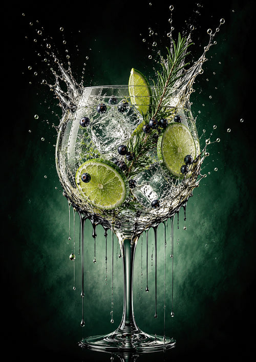 Botanical Gin and Lime drinks and bar wall print by PosterMe.shop