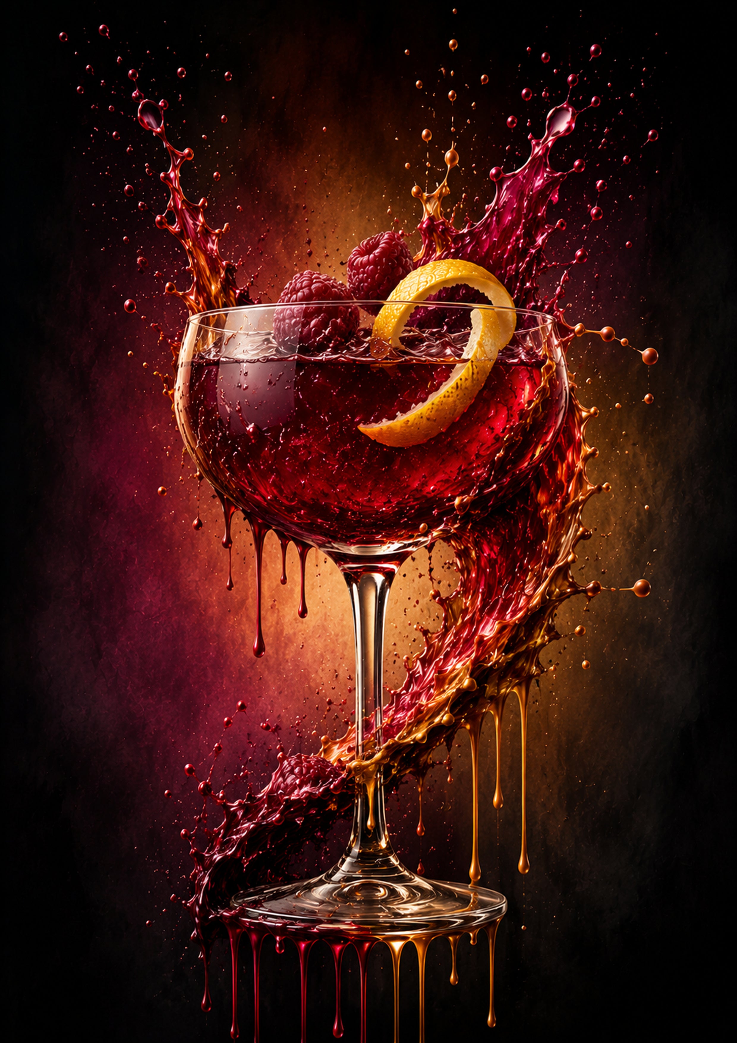 Ruby Cocktail with Citrus Twist drinks and bar wall print by PosterMe.shop