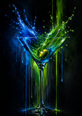 Electric Blue Martini drinks and bar wall print by PosterMe.shop