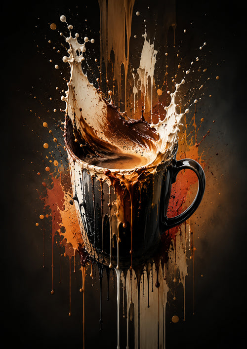 Coffee Mug Splash Art drinks and bar wall print by PosterMe.shop