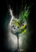 Gin Lime and Rosemary Burst drinks and bar wall print by PosterMe.shop
