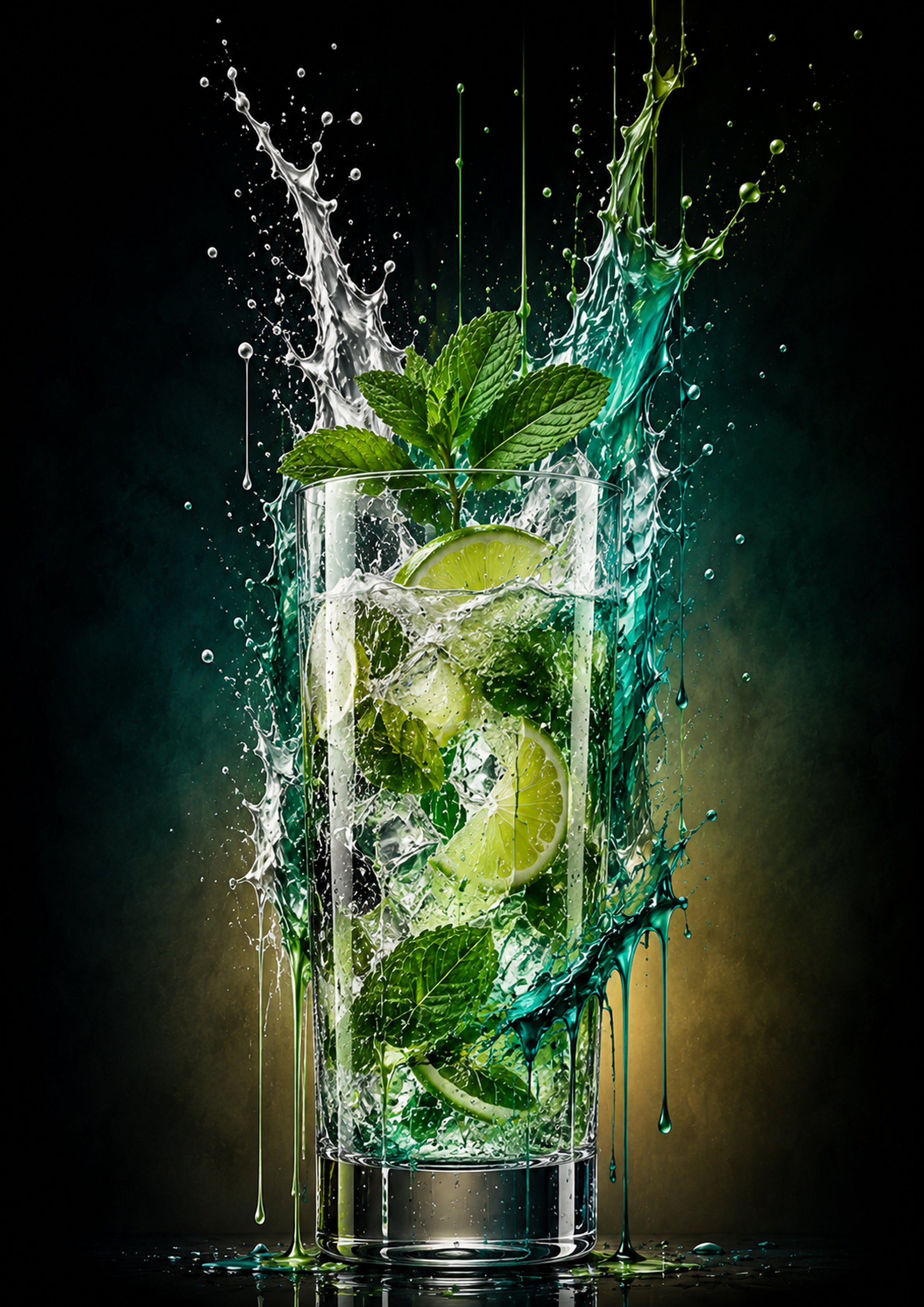 Mint Mojito Lime Burst drinks and bar wall print by PosterMe.shop