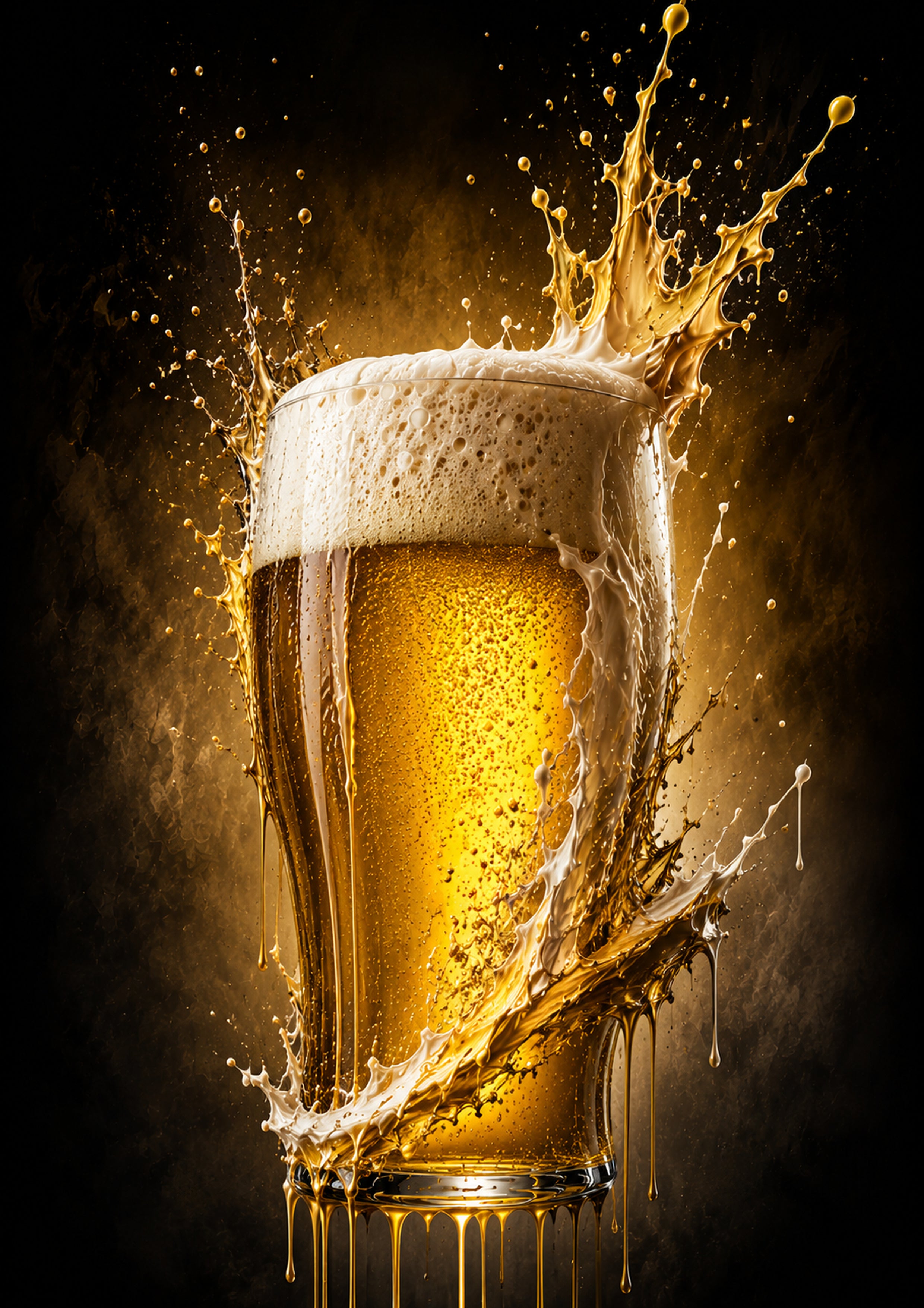 Golden Pint in Dramatic Light drinks and bar wall print by PosterMe.shop
