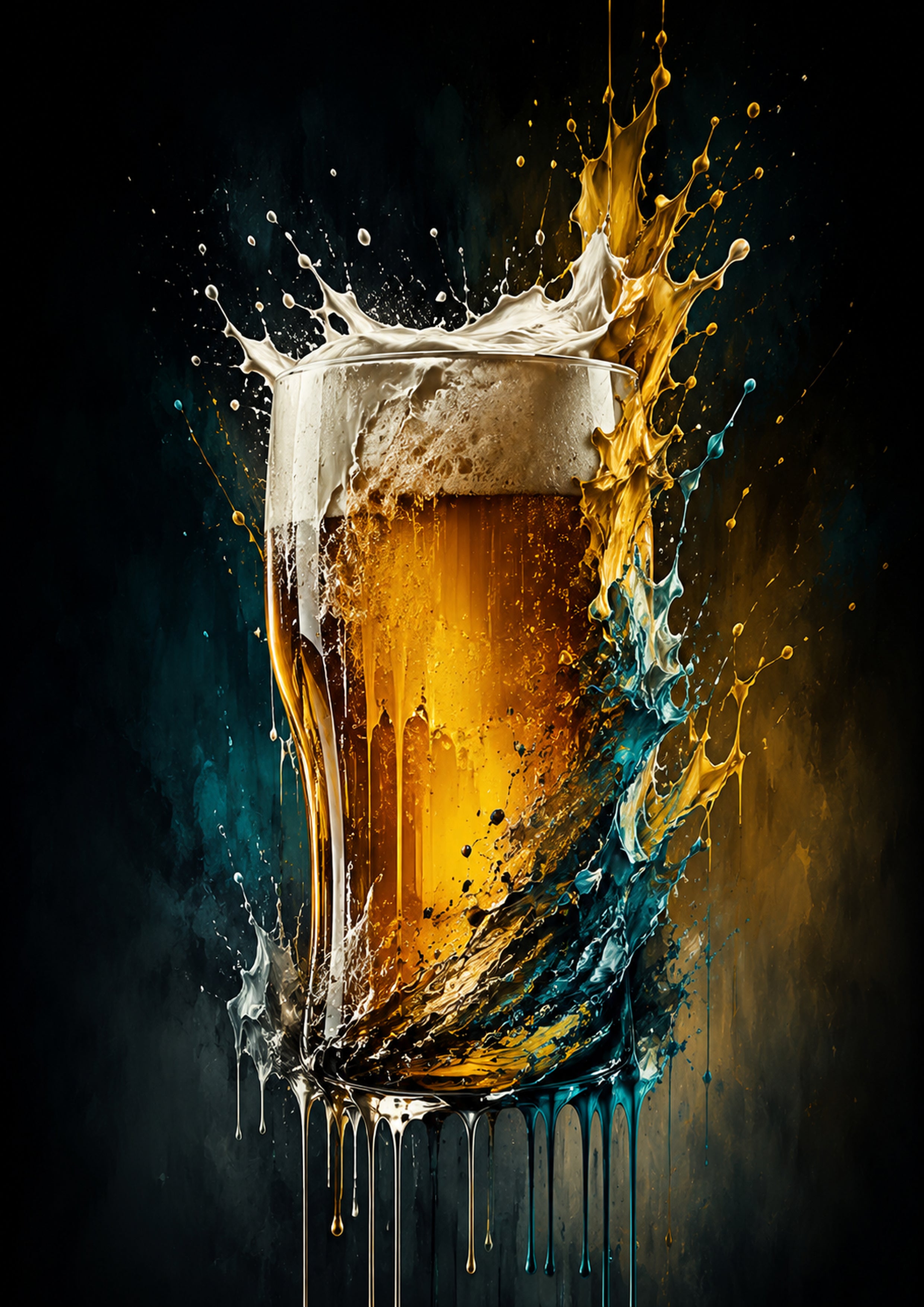 Golden Lager in Motion drinks and bar wall print by PosterMe.shop