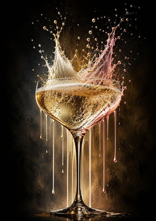 Champagne Coupe Splash drinks and bar wall print by PosterMe.shop