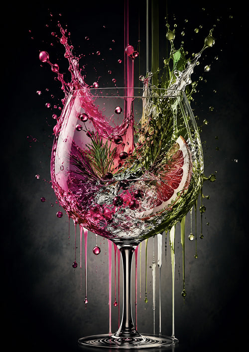 Botanical Gin Balloon drinks and bar wall print by PosterMe.shop