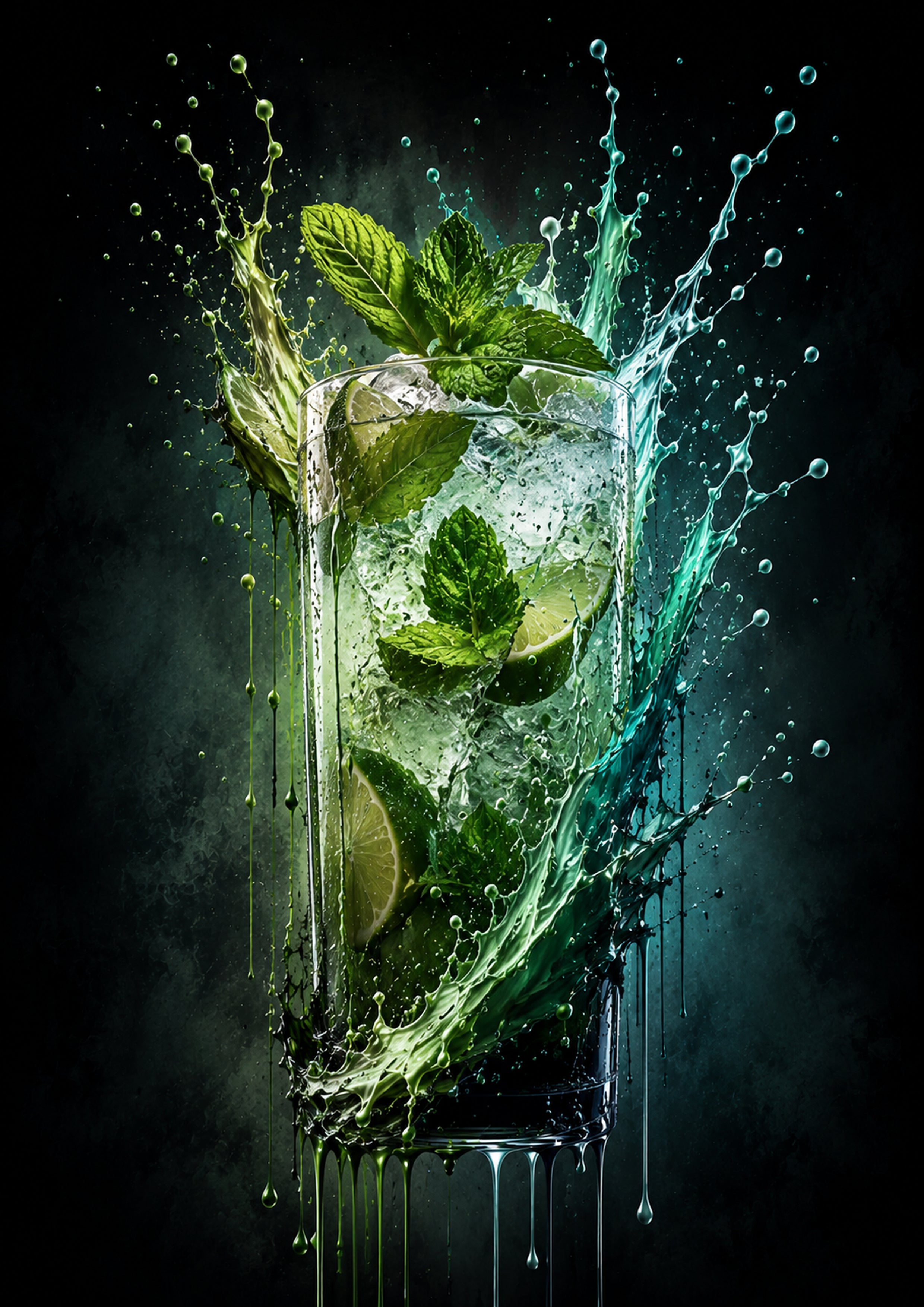 Mojito in Emerald Motion drinks and bar wall print by PosterMe.shop