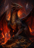 The Ember Dragon of the Volcanic Cavern fantasy creature wall print by PosterMe.shop