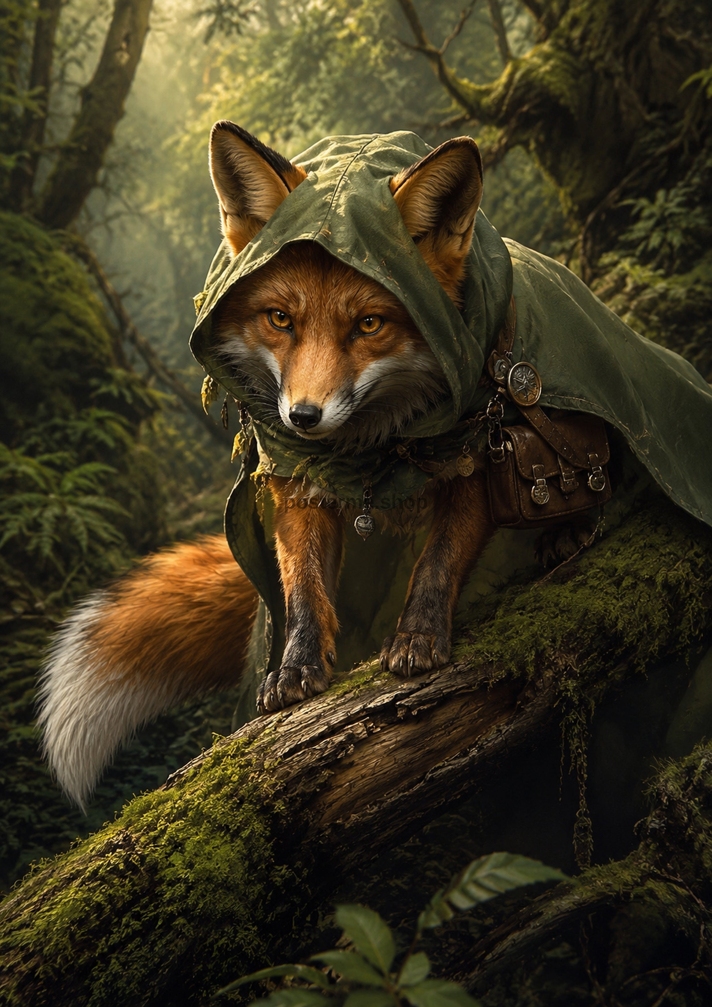 Fox Rogue of the Mosswood fantasy creature wall print by PosterMe.shop